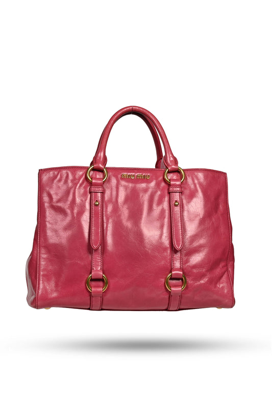 Miu Miu Vitello Shine Tote Bag Pink