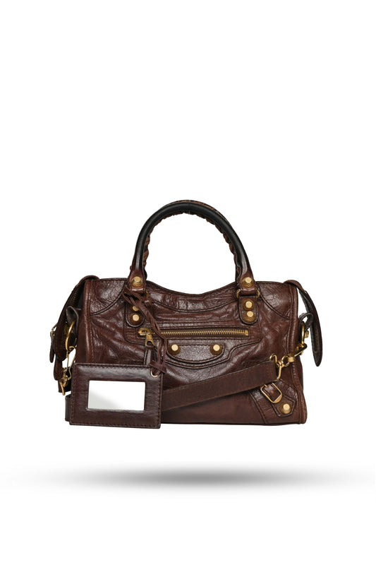Balenciaga Mini City Bag Castagna Gold