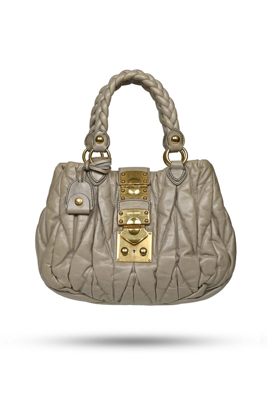 Miu Miu Mini Matelasse Coffer Sage