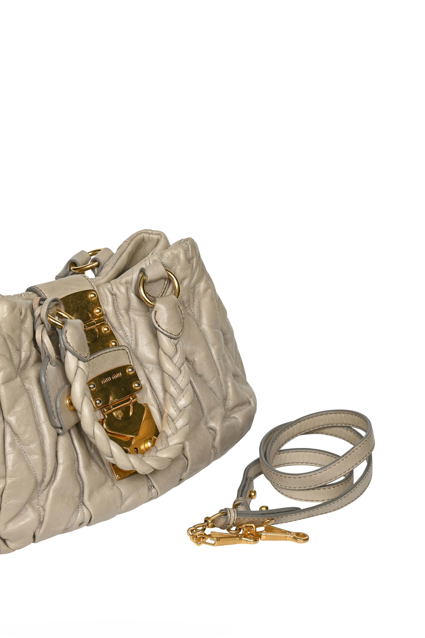 Miu Miu Mini Matelasse Coffer Sage
