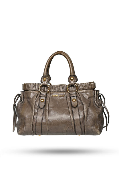 Miu Miu Vitello Lux Gathered Satchel