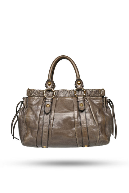 Miu Miu Vitello Lux Gathered Satchel
