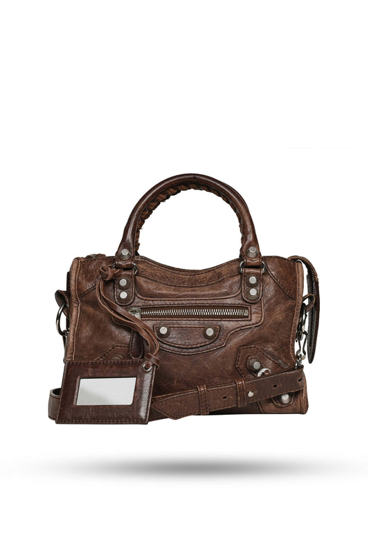 Balenciaga Mini City Bag Castagna Silver