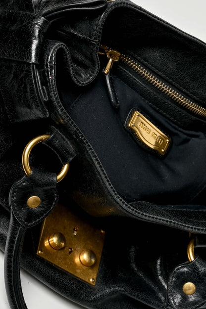 Miu Miu Vitello Bow Bag Black