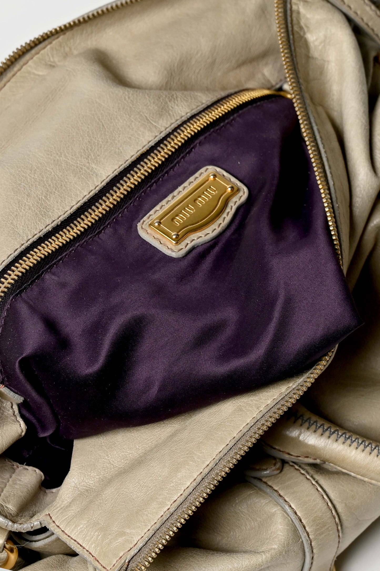Miu Miu Vitello Lux Bow Bag Sage