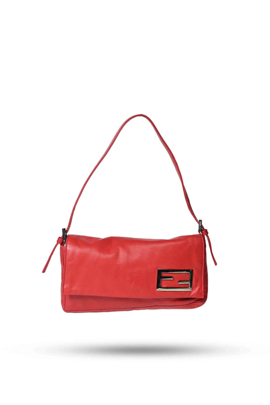 Fendi Red Leather Baguette