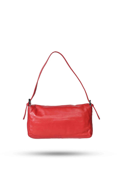 Fendi Red Leather Baguette