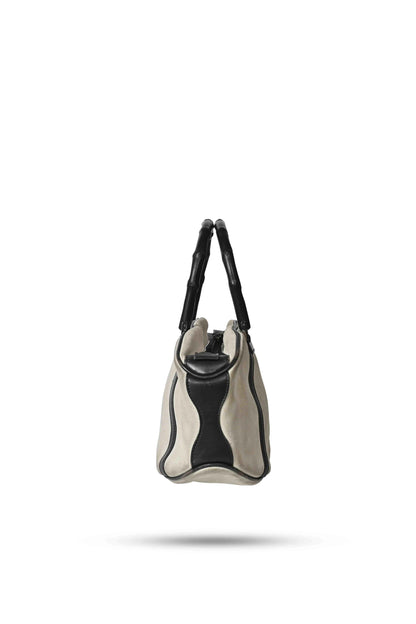 Gucci Suede Bamboo Boston Bag