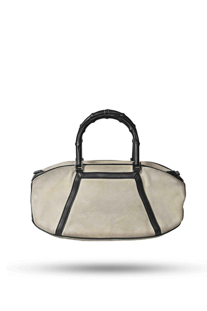 Gucci Suede Bamboo Boston Bag
