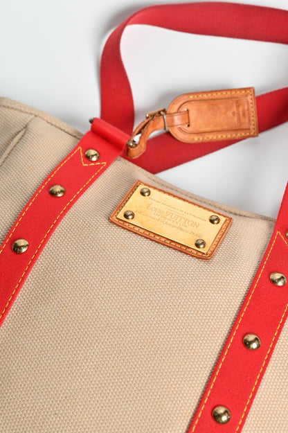 Louis Vuitton 2005 Antigua Cabas Tote Bag Red