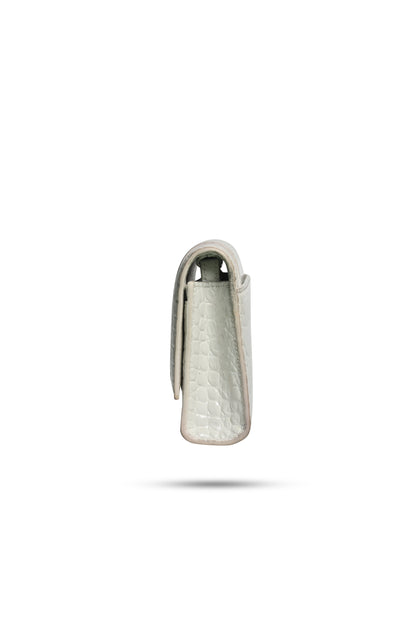 Balenciaga White Croc Clutch Hourglass
