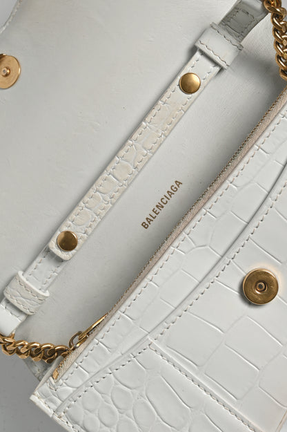 Balenciaga White Croc Clutch Hourglass
