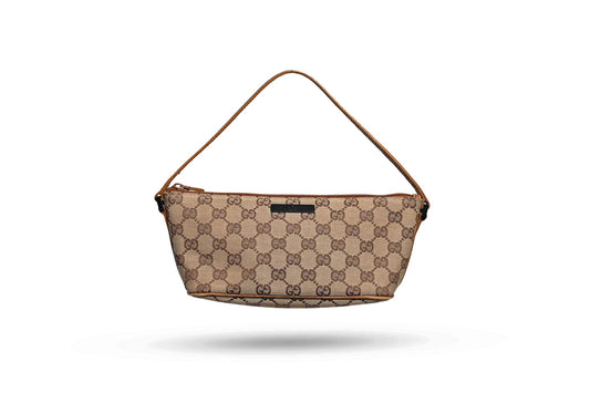 Gucci Boat Pochette Canvas With Black Hardware