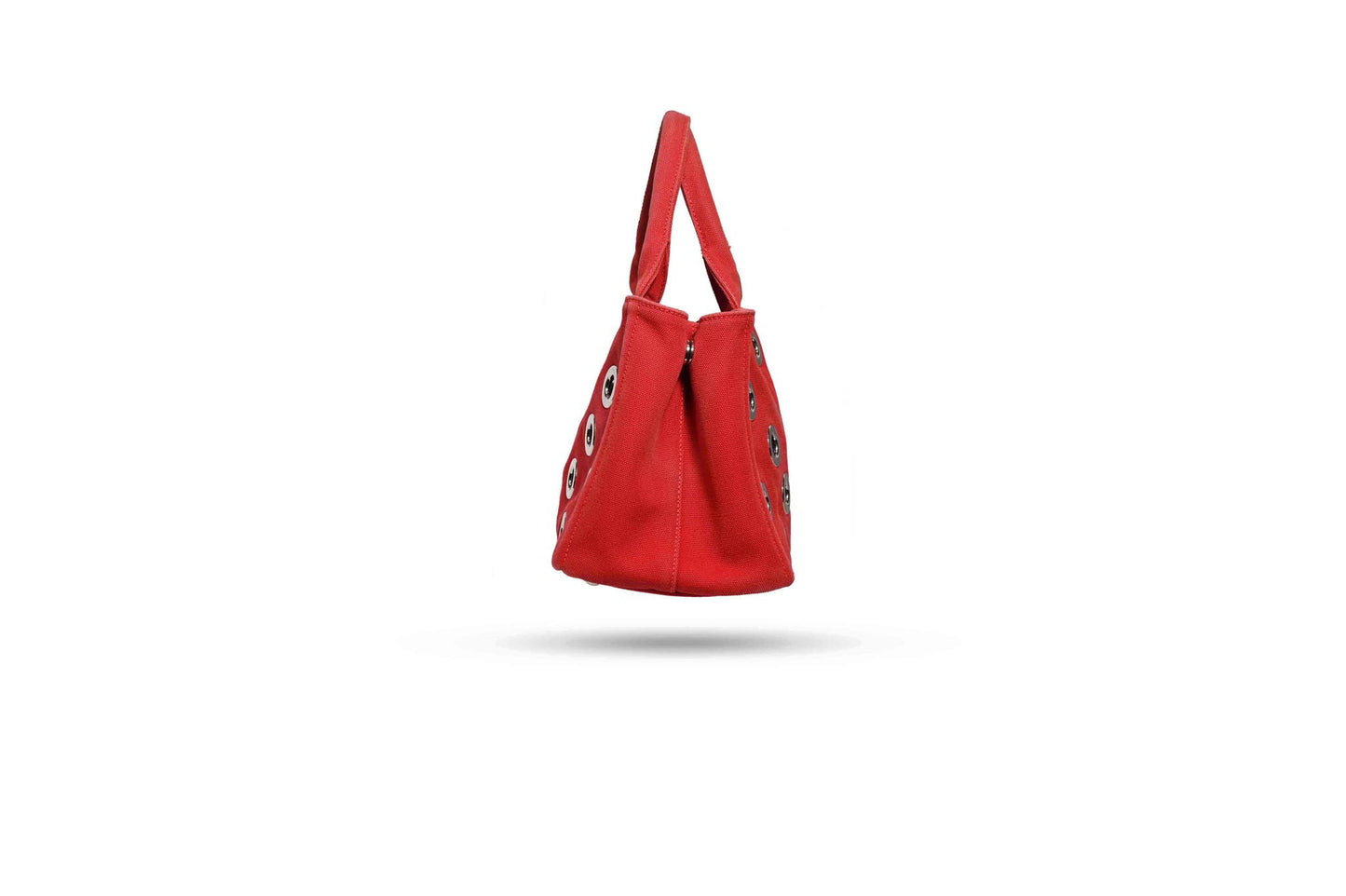 Prada Grommet Red Canapa Tote Bag