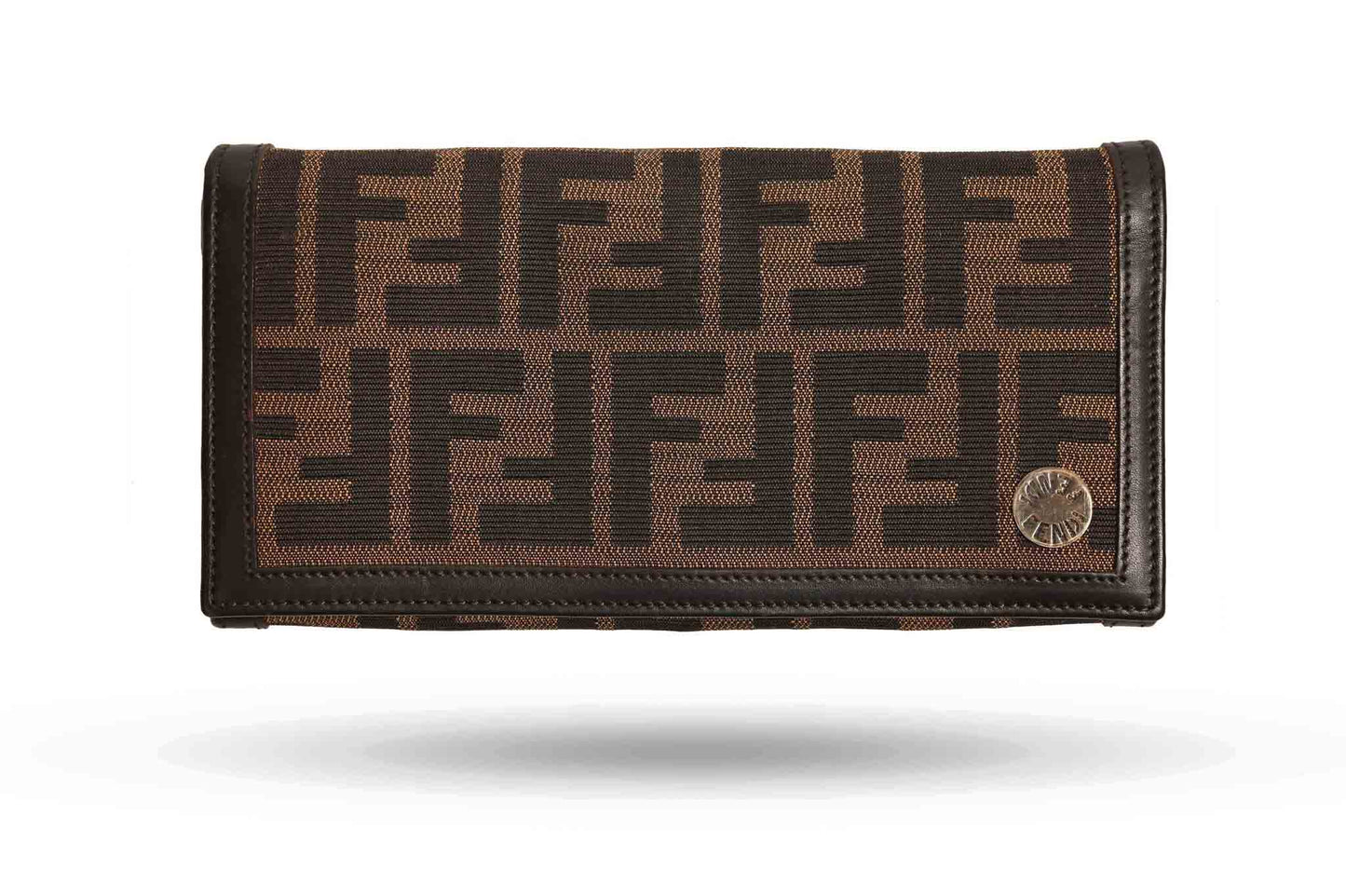 Fendi Tobacco Zucchino Canvas and Leather Flip Wallet