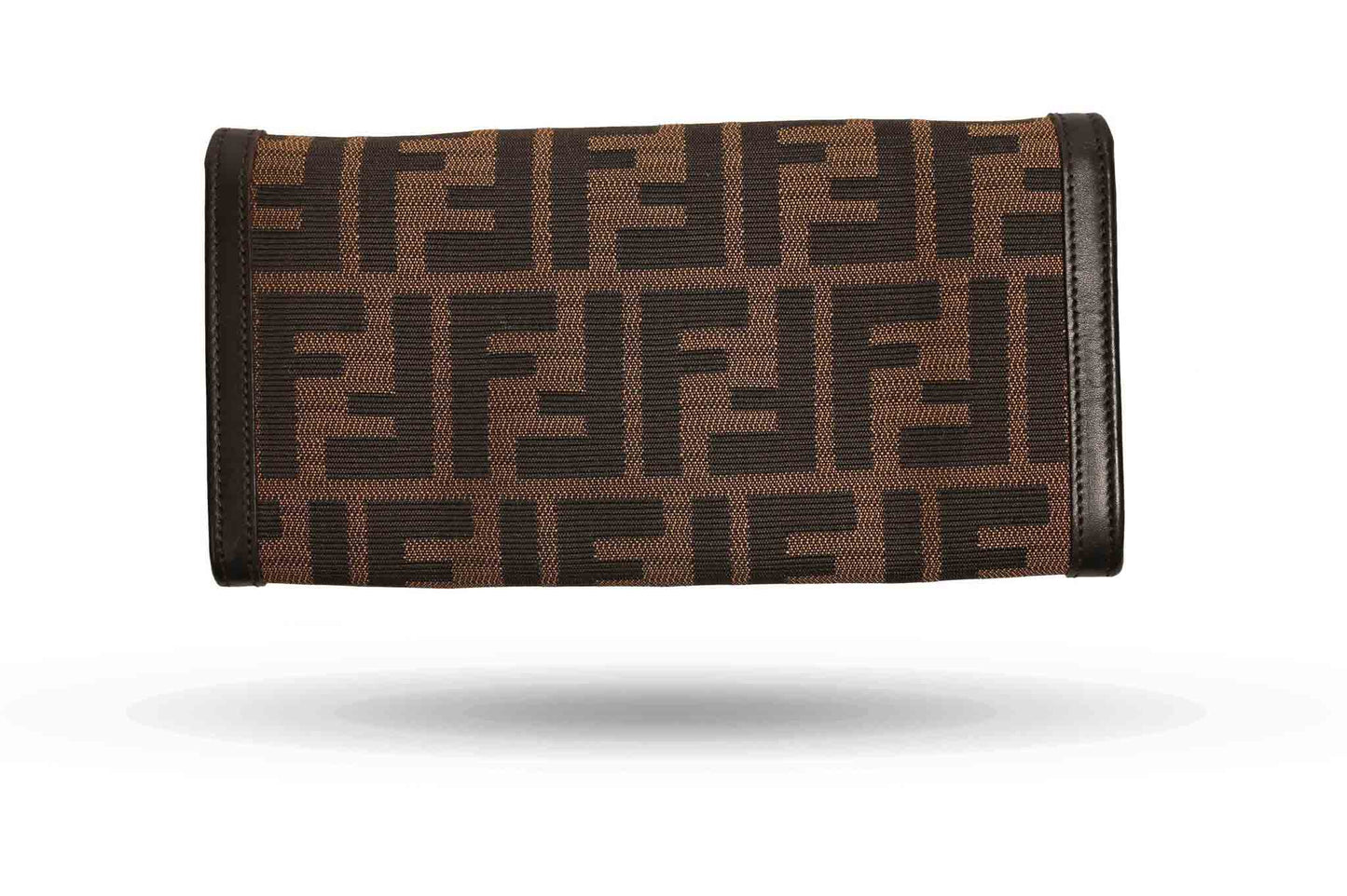 Fendi Tobacco Zucchino Canvas and Leather Flip Wallet