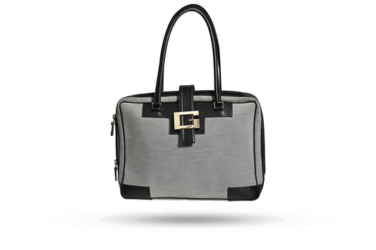 Gucci Jacquard Boston Grey and Black Handbag