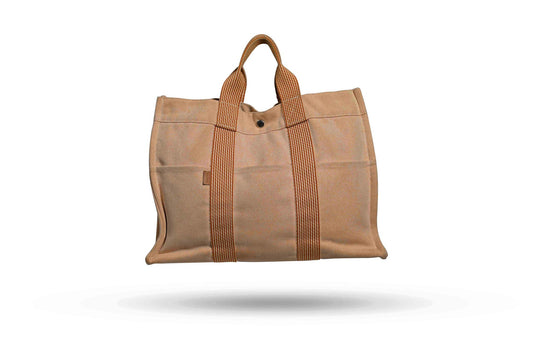 Hermes Peach Canvas Fourre Tote