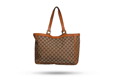 Gucci GG Canvas Orange and Leather Abbey D Ring Tote