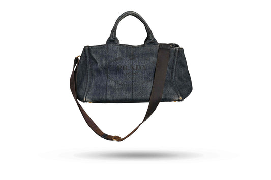 Prada Denim Canapa with Crossbody Strap