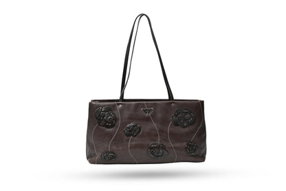 Prada Embellished Flower Leather Shoulder Bag