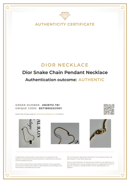 Dior Snake Chain Pendant Necklace