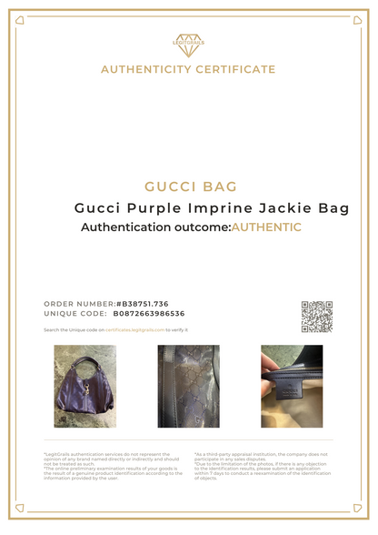 Gucci Purple Imprine Jackie Bag