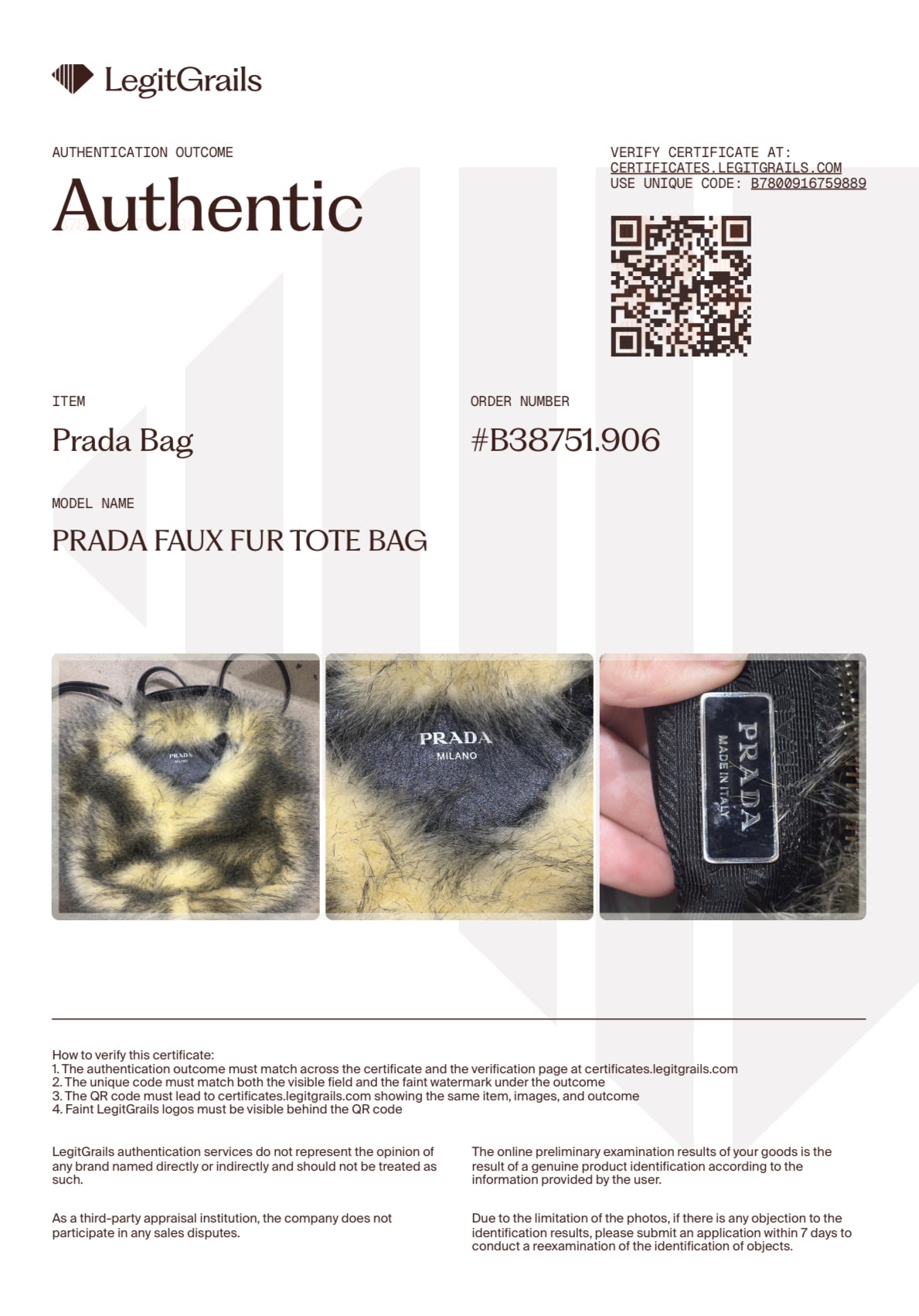 Prada Faux Fur Handbag