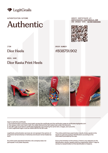 Christian Dior Rasta Print Heels