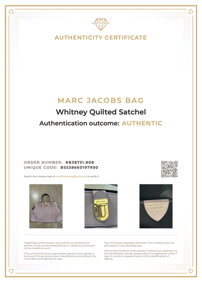 Marc Jacobs Whitney Quilted Satchel