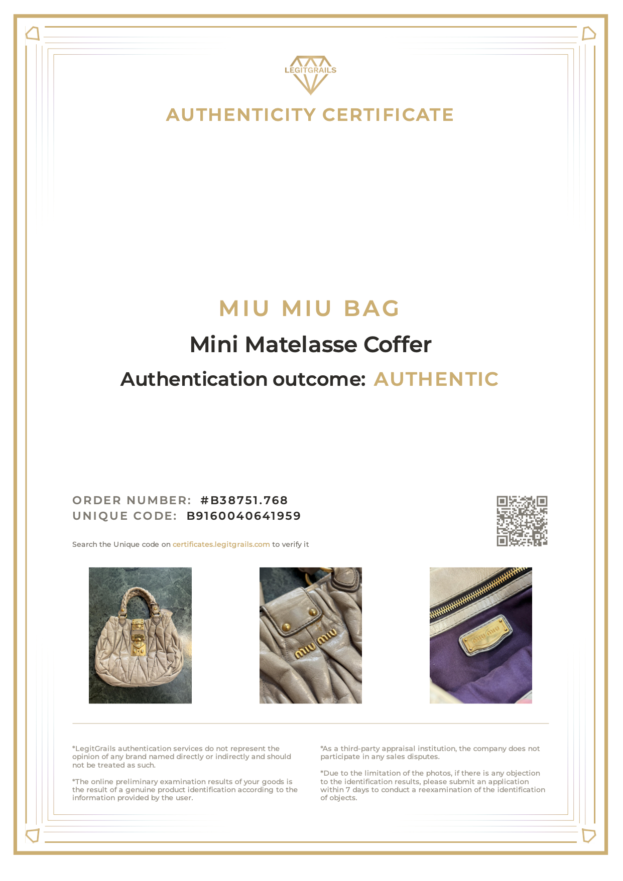 Miu Miu Mini Matelasse Coffer Sage