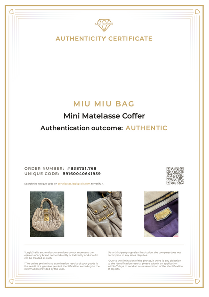Miu Miu Mini Matelasse Coffer Sage