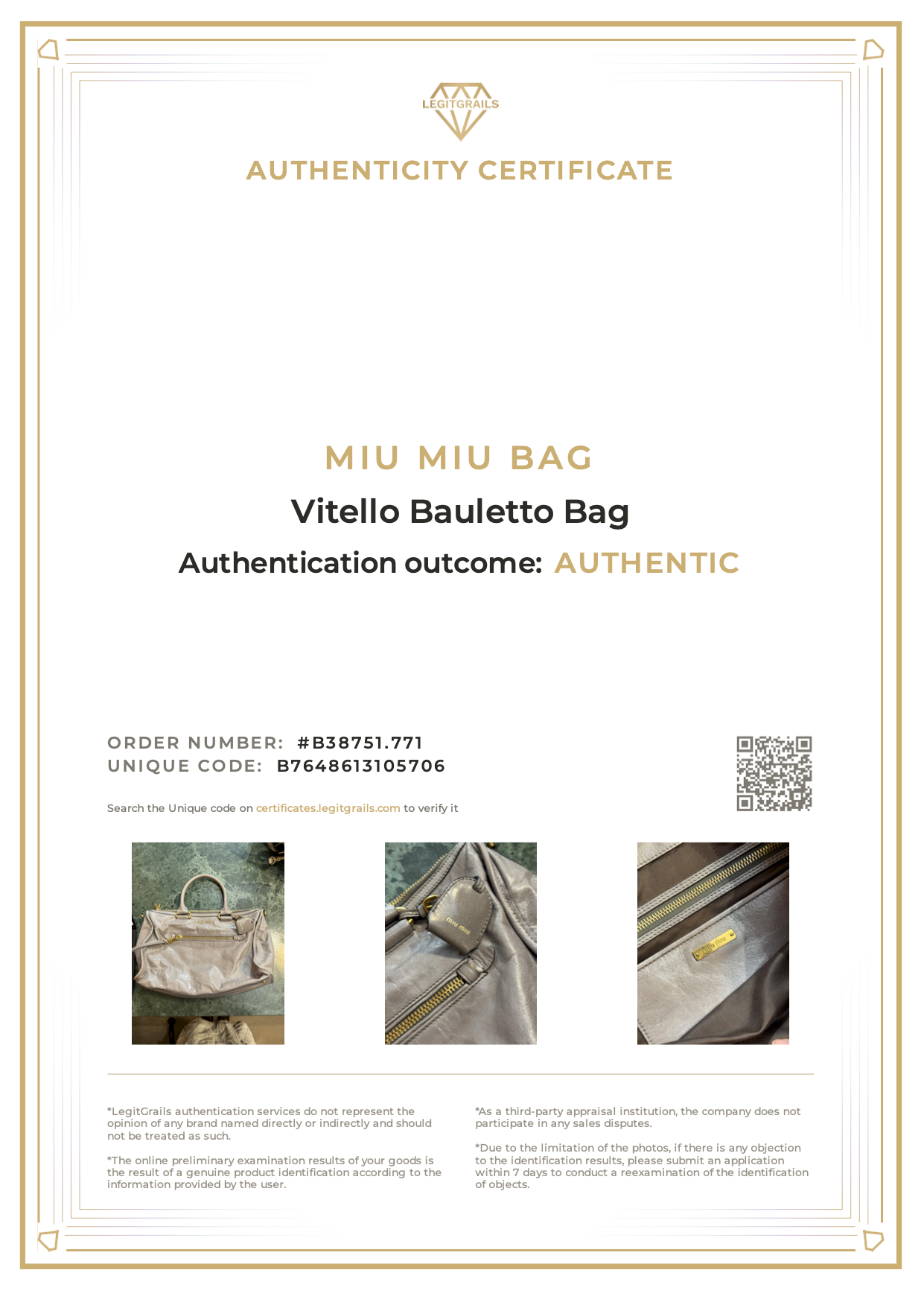 Miu Miu Vitello Bauletto Bag
