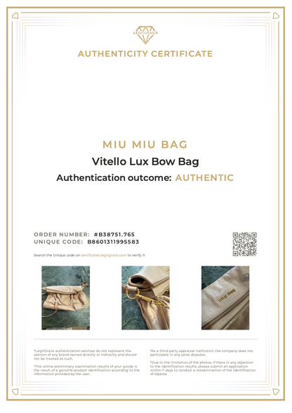Miu Miu Vitello Lux Bow Bag Dust Pink