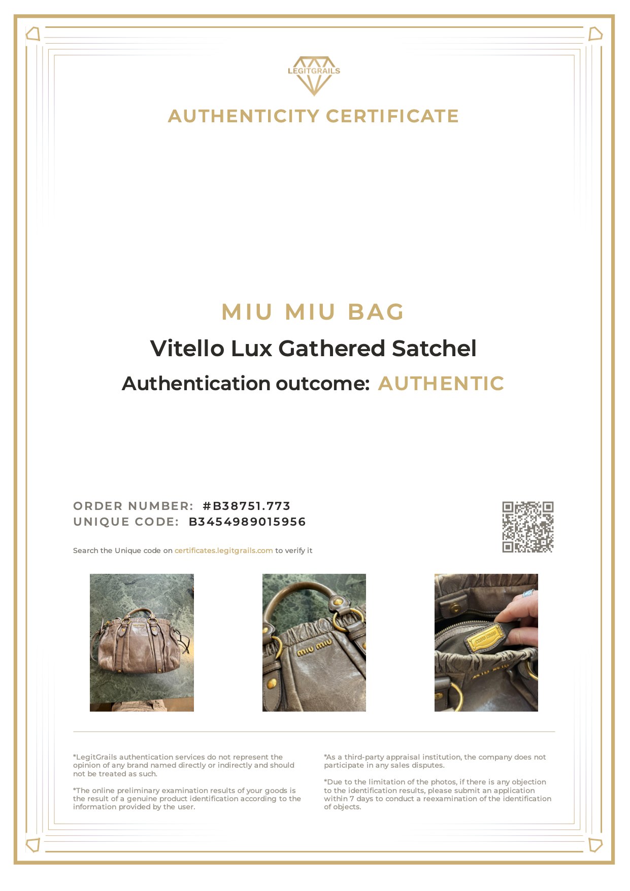 Miu Miu Vitello Lux Gathered Satchel
