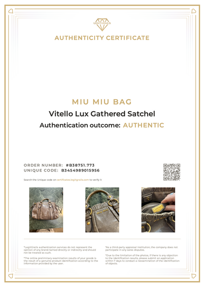 Miu Miu Vitello Lux Gathered Satchel