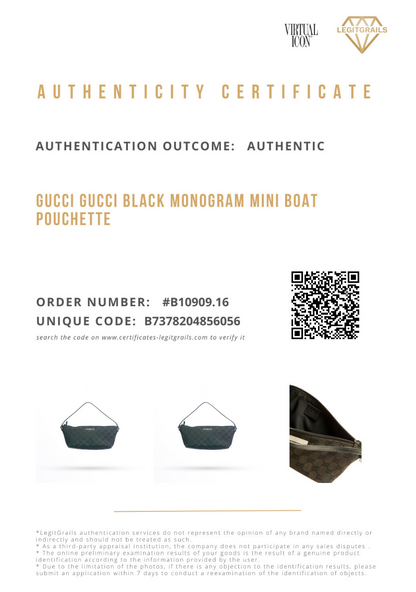Gucci Black Monogram Mini Boat Pouchette