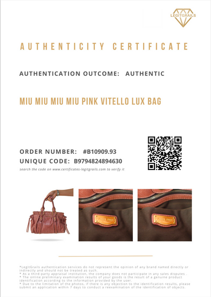Miu Miu Pink Vitello Lux Bag
