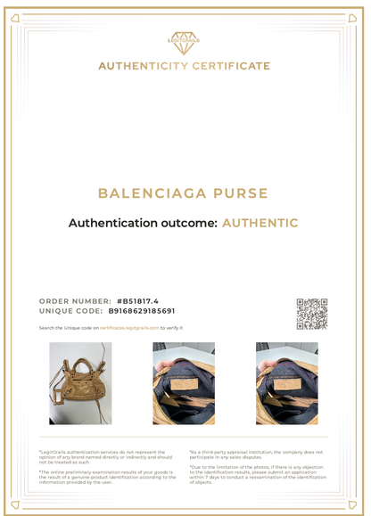 Balenciaga Beige Motorcycle City Bag