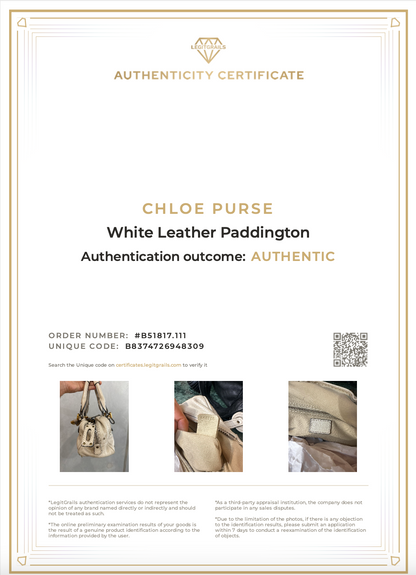 Chloé White Leather Mini Paddington Bag