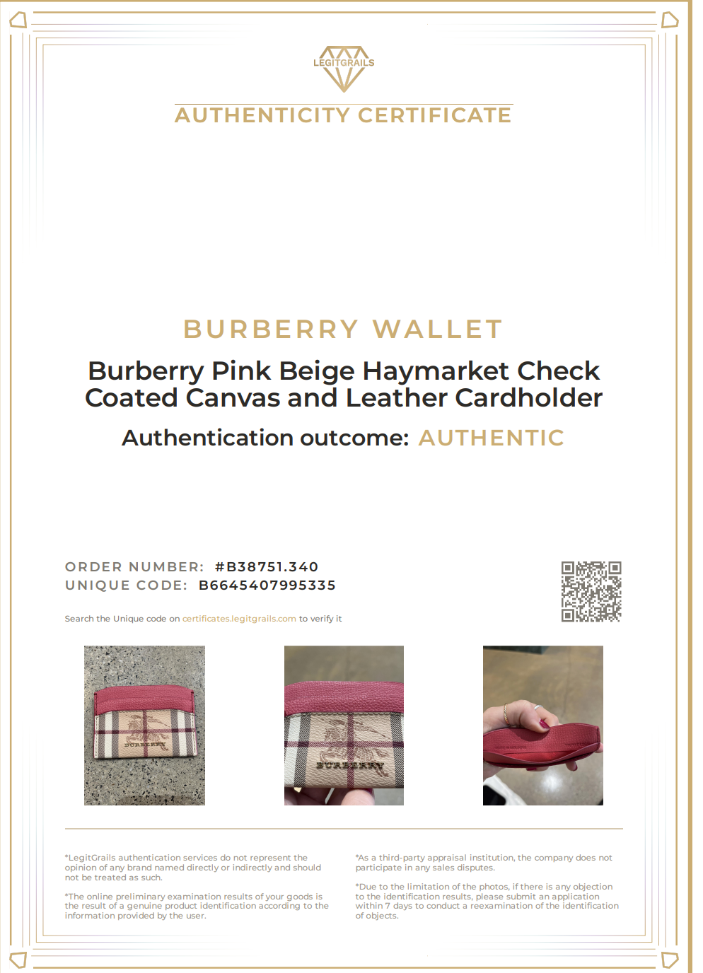 Burberry Pink Card Holder