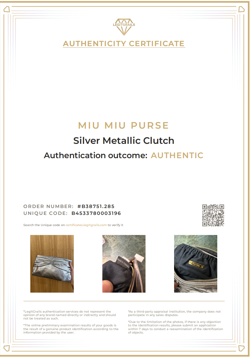 Miu Miu Metallic Silver Clutch