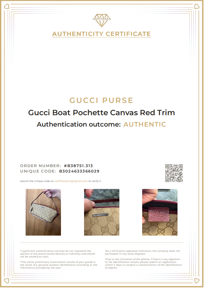 Gucci Boat Pochette Canvas Red Trim