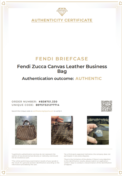Fendi Zucca Canvas Leather Business Bag 2010