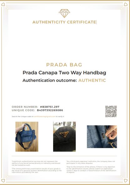 Prada Denim Canapa with Crossbody Strap
