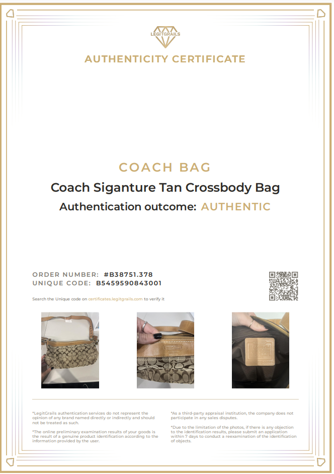 Coach Crossbody Monogram Bag in Tan