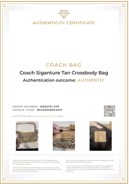 Coach Crossbody Monogram Bag in Tan
