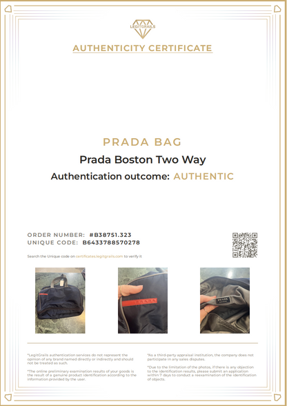 Prada Boston Two Way Travel Bag