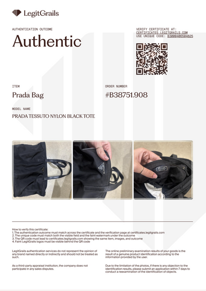 Prada Tessuto Nylon Black Tote