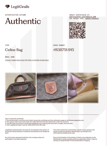 Celine Paris Macadam Pattern Leather Dome Bag